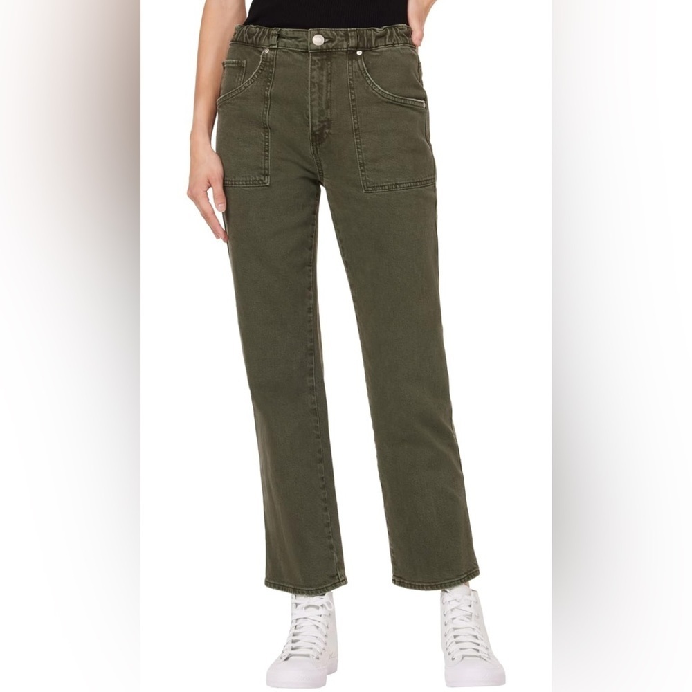 Hudson Jeans Remi High-Rise Straight Ankle W/Elastic Waist Rifle Green Size 30